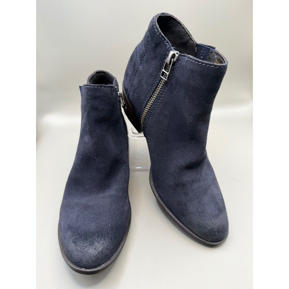 JOSEF SEIBEL Womens Sz 36 US 5.5 Suede Navy Blue Leather Ankle Boot Side Zipper